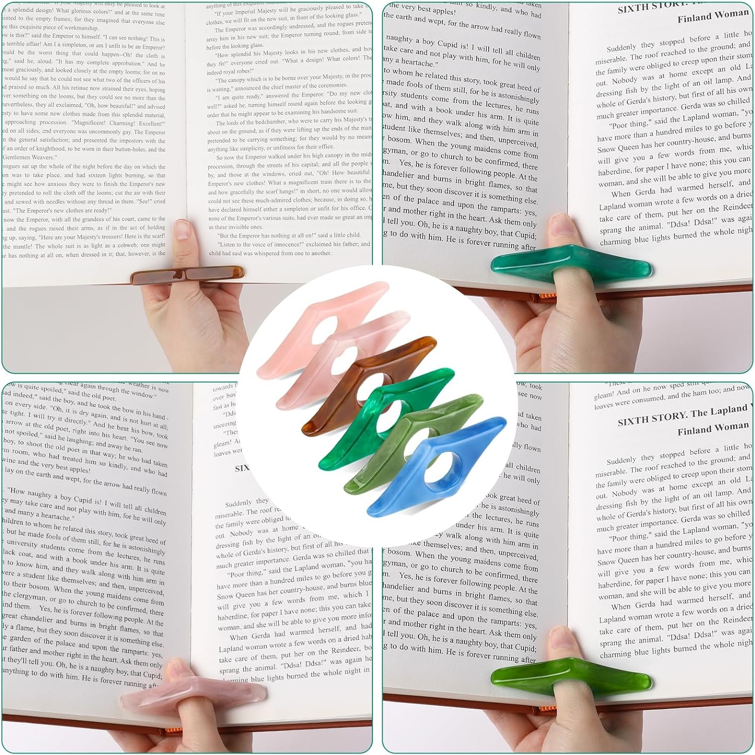 6 Pack Book Page Holder Personalized Resin Book Thumb Page Holders for Reading Lovers Bookmark Holder Book Reading Accessories Gift for Christmas, Thanksgiving Day, Classmate, Teachers